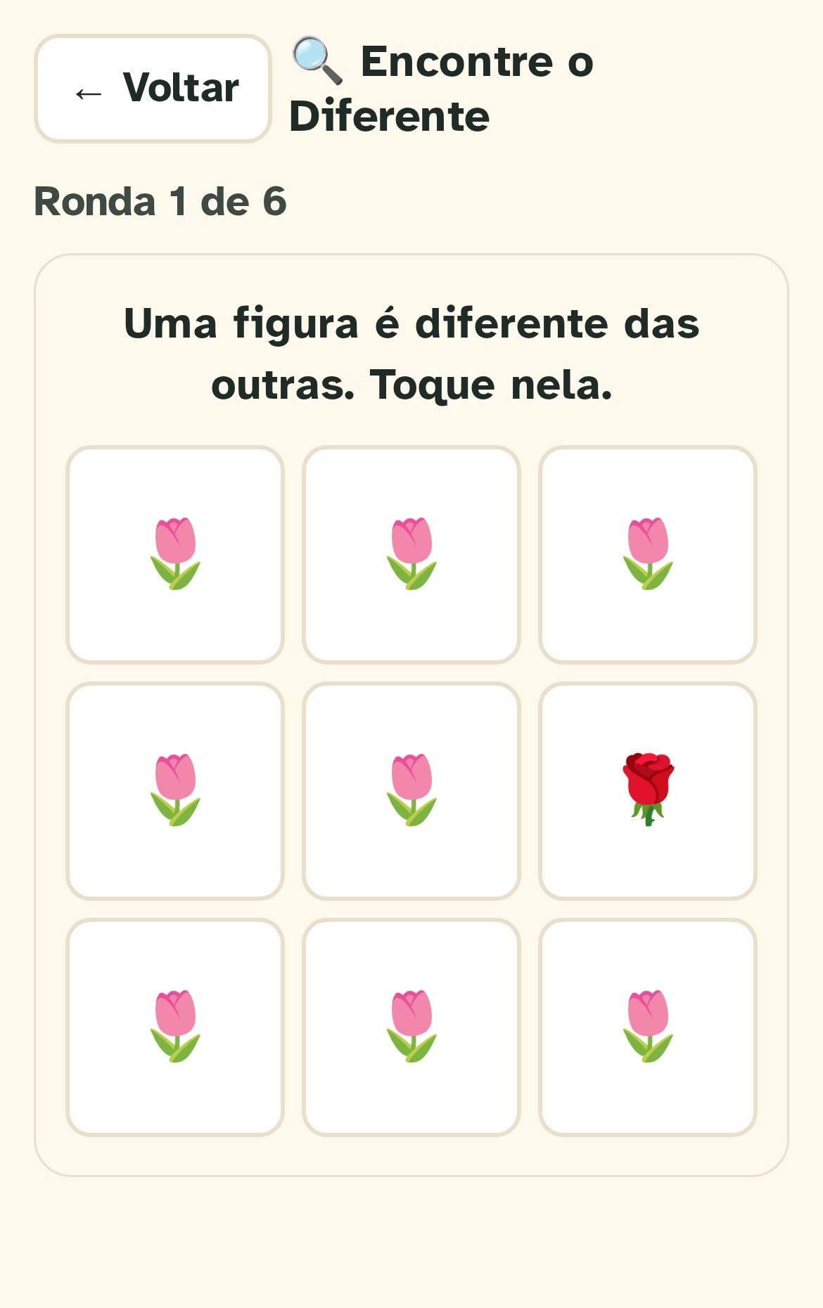 Ecrã do jogo da área Atenção